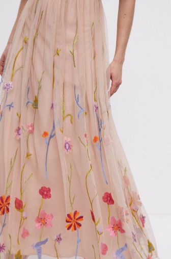 Meadow Embroidered Flute Sleeve Maxi Dress