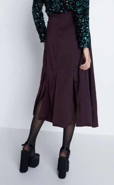 Warehouse Split Pleat Detail Relaxed Midi Skirt