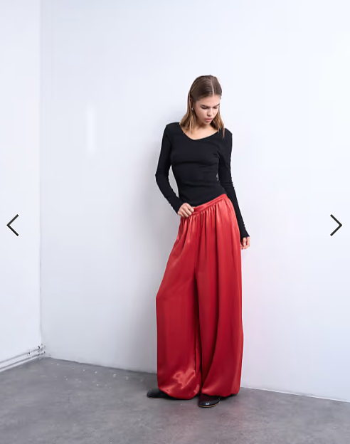 Topshop satin balloon trouser in red