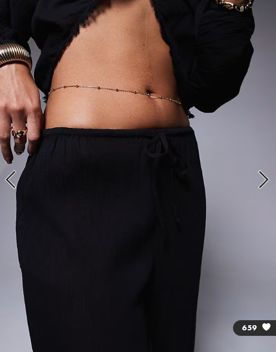 Asos - mira cotton crinkle wide leg beach trouser in black