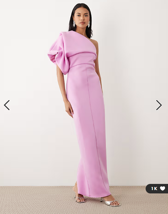 ASOS DESIGN scrunch one shoulder maxi dress in lilac scuba-style fabric