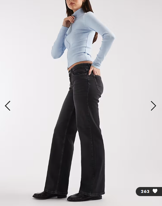 ONLY Judy low rise wide leg jeans in washed black
