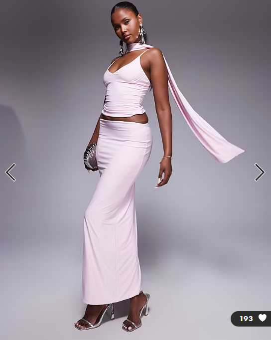 Fashionkilla double sculpted slinky scarf detail cami top co-ord in pink