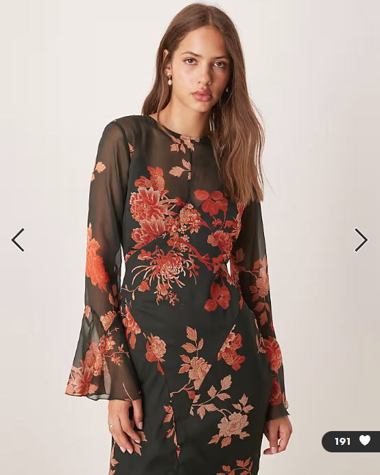 ASOS DESIGN flutter sleeve maxi dress with frill hem in black and red floral