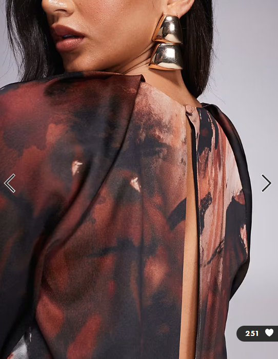 ASOS DESIGN satin long sleeve high neck playsuit in dark abstract print