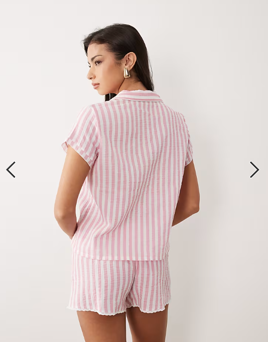 Boux Avenue cotton woven short pj set in pink stripe