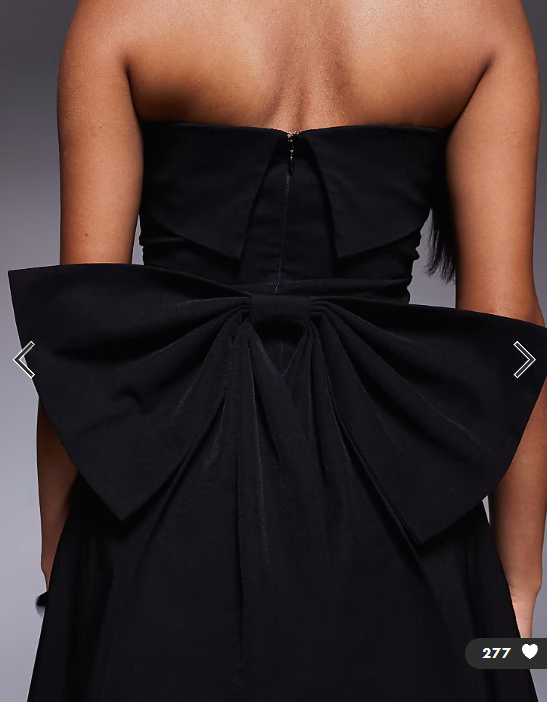 TFNC bandeau bow back mini dress in black