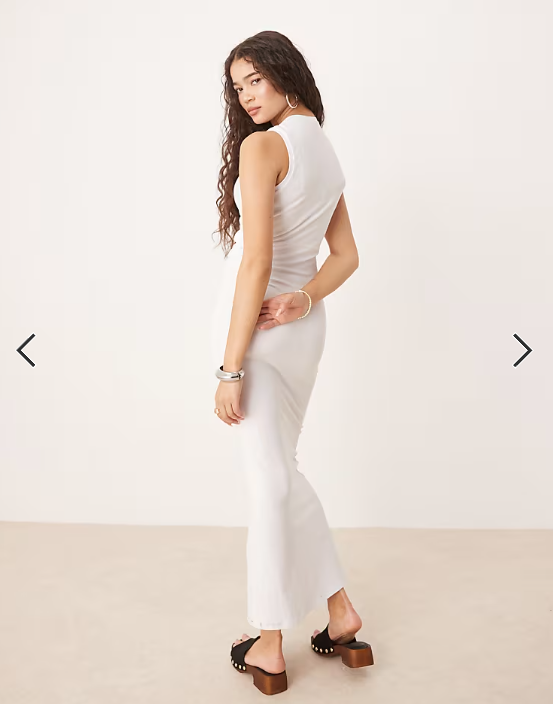ASOS DESIGN sleeveless cut out ring trim detail midi dress in white