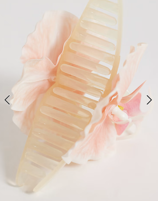 Pieces 3d floral hair claw in cherry blossom pink