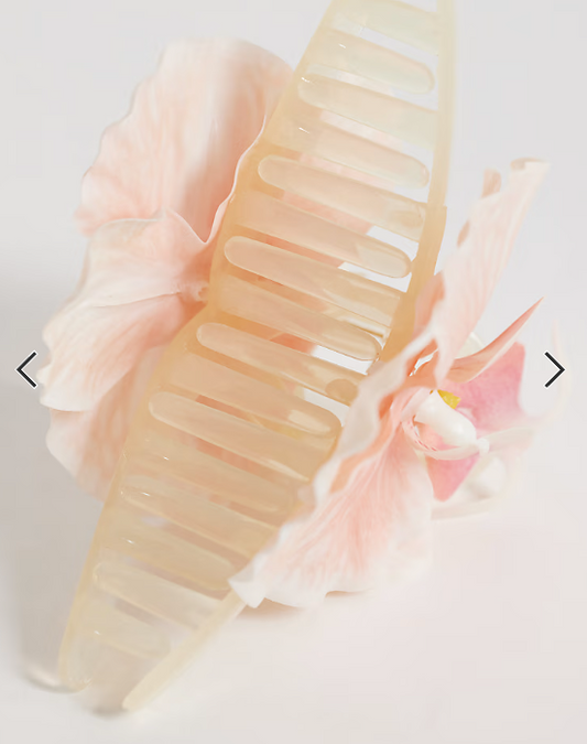 Pieces 3d floral hair claw in cherry blossom pink