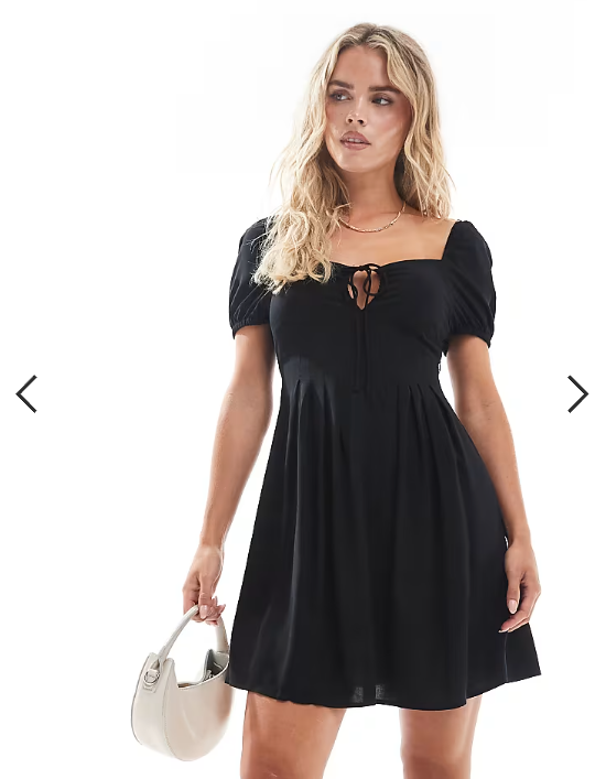 Vero Moda Petite puff sleeve smock mini dress in black