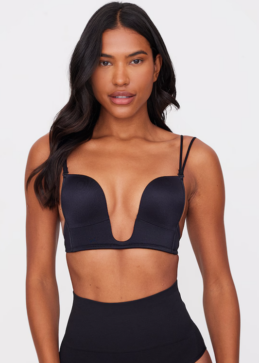 Black Strappy Plunge Bra