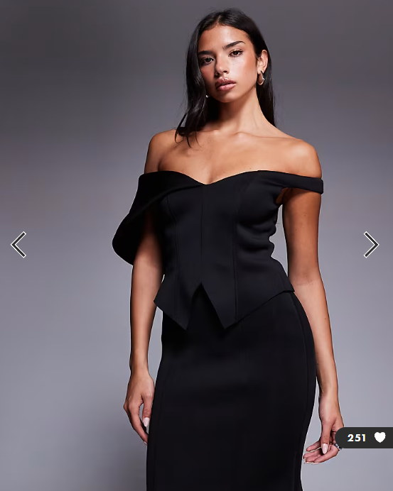 ASOS DESIGN off shoulder maxi dress with belt back detail in black scuba-style fabric