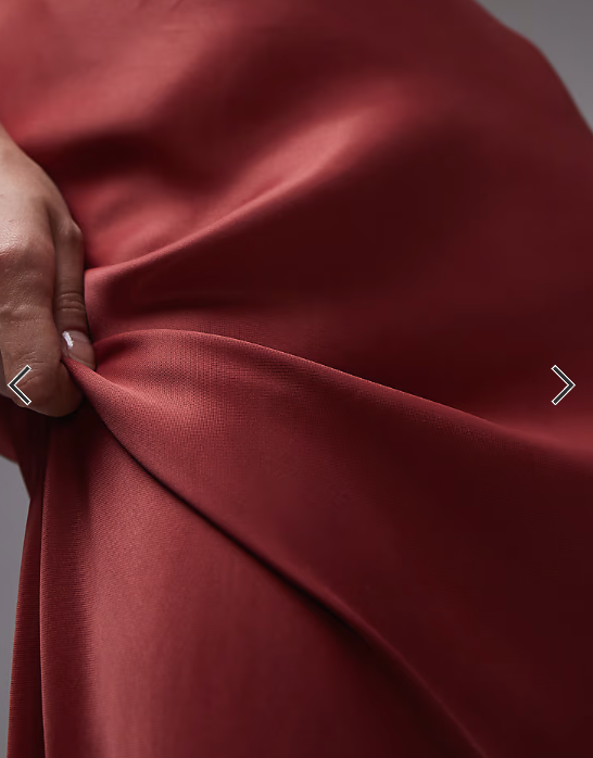 Topshop deep plunge satin maxi dress in rust