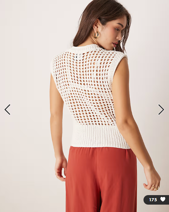 ASOS DESIGN knitted mesh stitch tank top in white