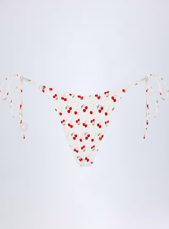 Ohpolly  - Side-Tie Cheeky Bikini Bottoms in Cherry Print