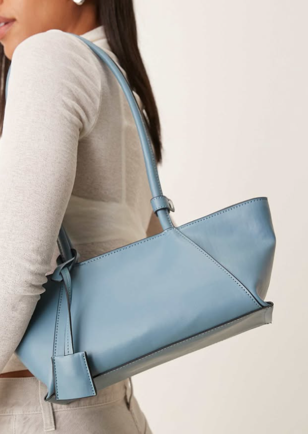 Asos - elongated shoulder bag with seam detail in dusty blue