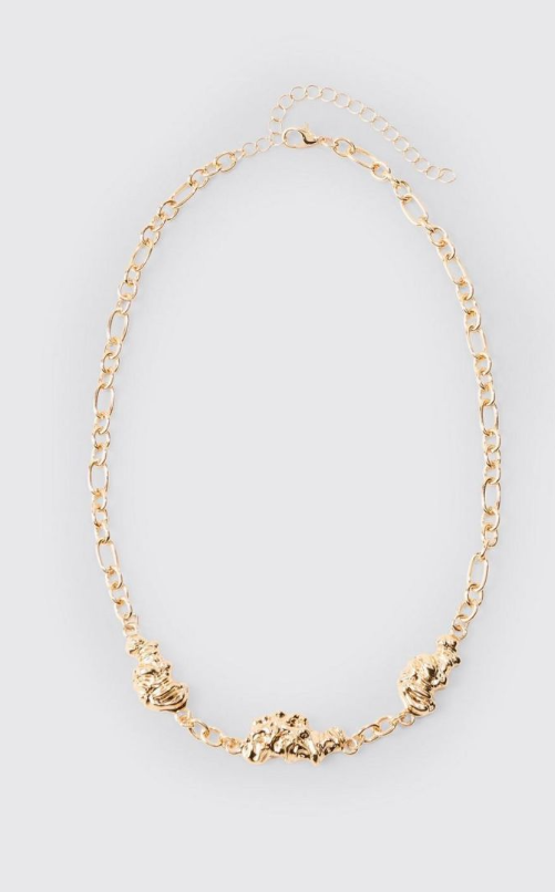 Melted Chain Detial Necklace In Gold - gold