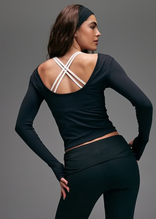 Asos - 4505 plush handle scoop back layering long sleeve in black