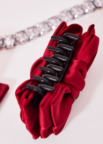 Cherry Red Bow Claw Clip