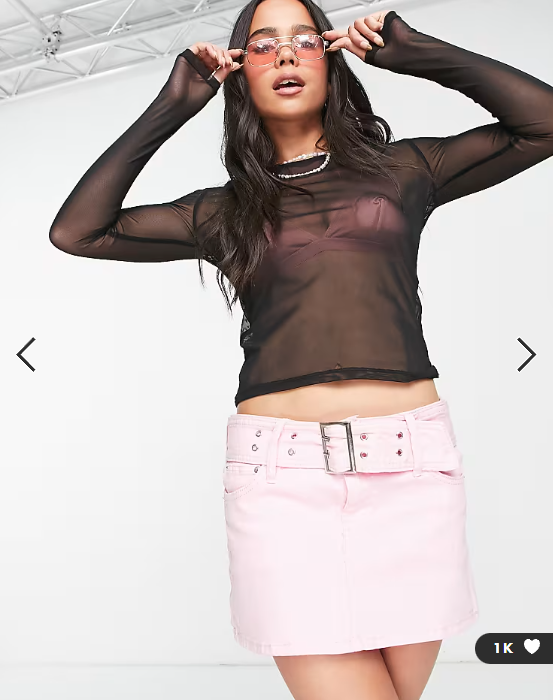 Noisy May mesh top in black
