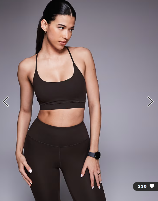 4505 Icon soft touch medium support sports bra with adjustable straps in chocolate