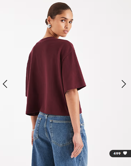 ASOS DESIGN textured jersey boxy crop t-shirt in burgundy