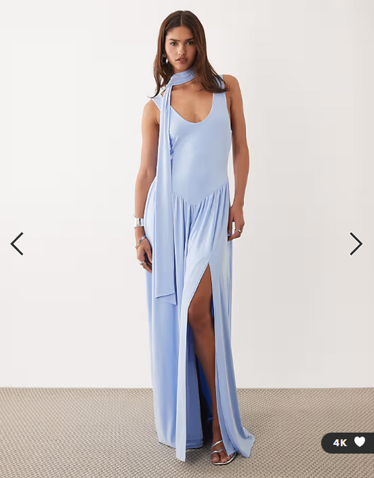 ASOS DESIGN slinky maxi dress with scarf detail in pale blue