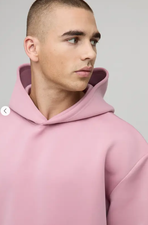 boohooMAN Oversized Boxy Bonded Scuba Hoodie
