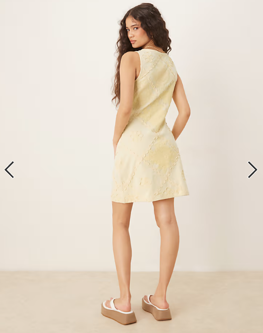 ASOS DESIGN crochet patchwork sleeveless mini dress in buttermilk