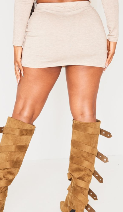Shape Oatmeal Melange Mini Skirt