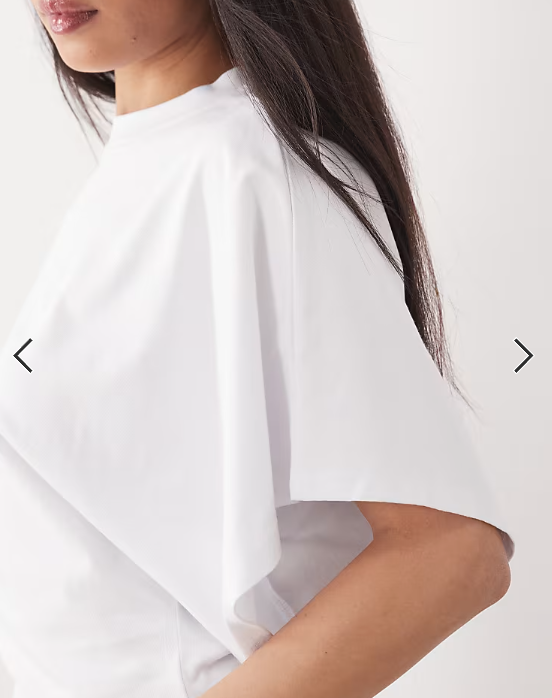 ASOS DESIGN short sleeve batwing cinched waist top in white