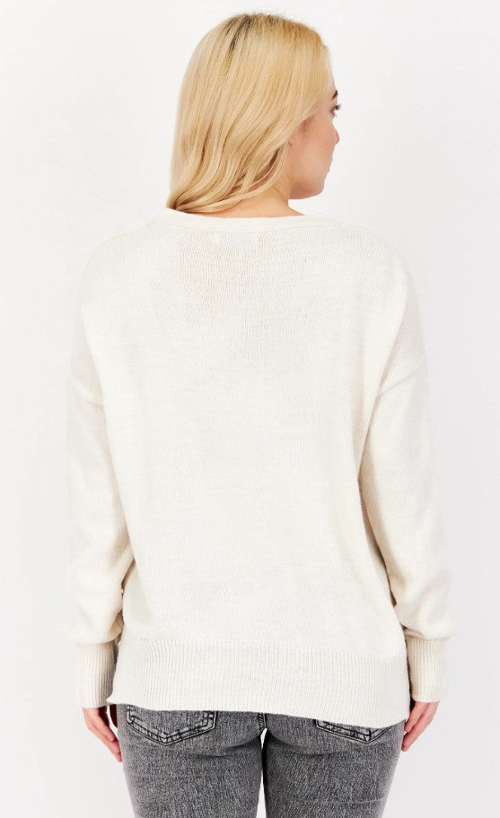 Button detail v-neck sweater