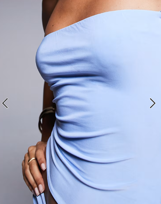 Fashionkilla double sculpted slinky bandeau top co-ord in baby blue