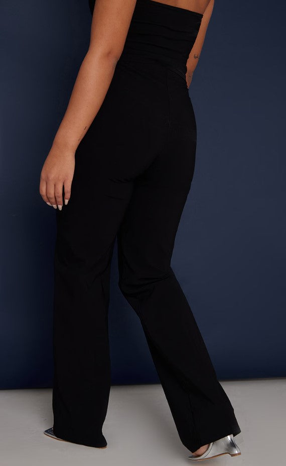 Black Stretch Woven Low Rise Cargo Trousers