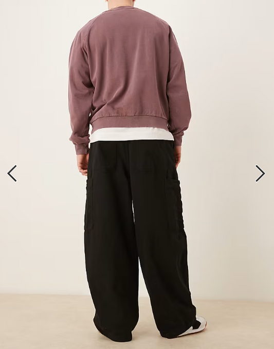 ASOS DESIGN oversized baggy cargos in black