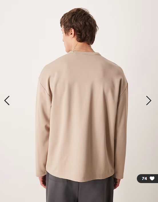 ASOS DESIGN breatheMAX™ heavyweight oversized long sleeve T-shirt in stone cotton blend.