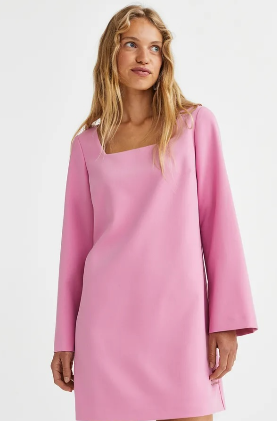 H&M - SQUARE-NECKED DRESS- Pink