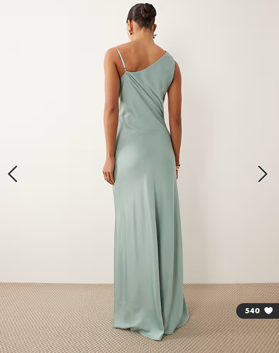 TFNC Bridesmaids satin one shoulder maxi dress in aqua