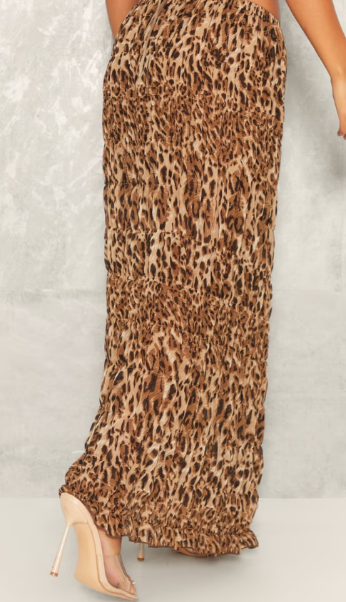 Plt - Petite Leopard Print Low Waist Chiffon Maxi Skirt