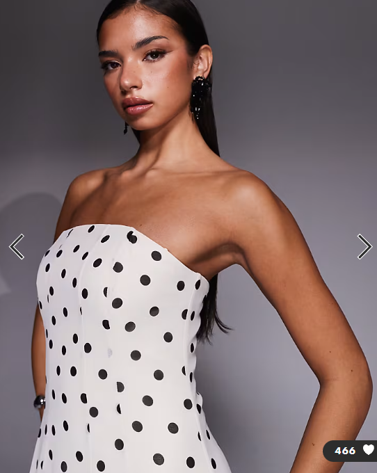Forever New - strapless sheer maxi dress in ecru polka