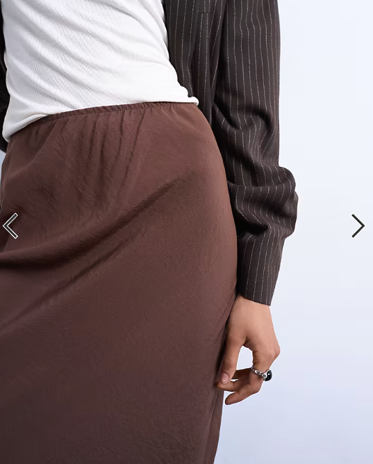 Topshop co-ord super soft cupro bias midi in brown