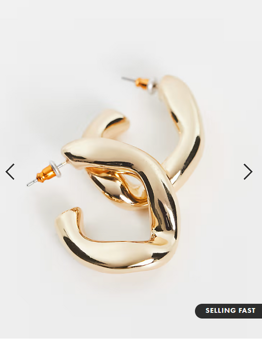 ASOS DESIGN hoop earring with twist link design in gold tone