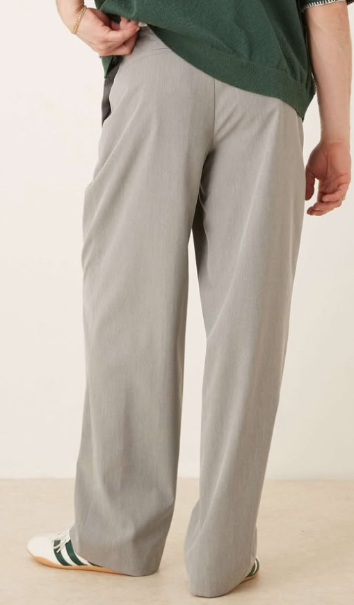 Asos - Smart wide leg trousers with deep pleats in grey