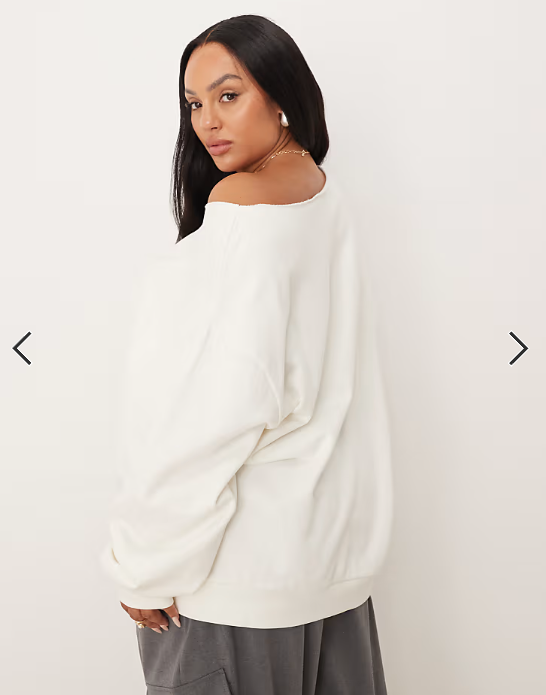 ASOS DESIGN Curve oversized off shoulder sweatshirt in white