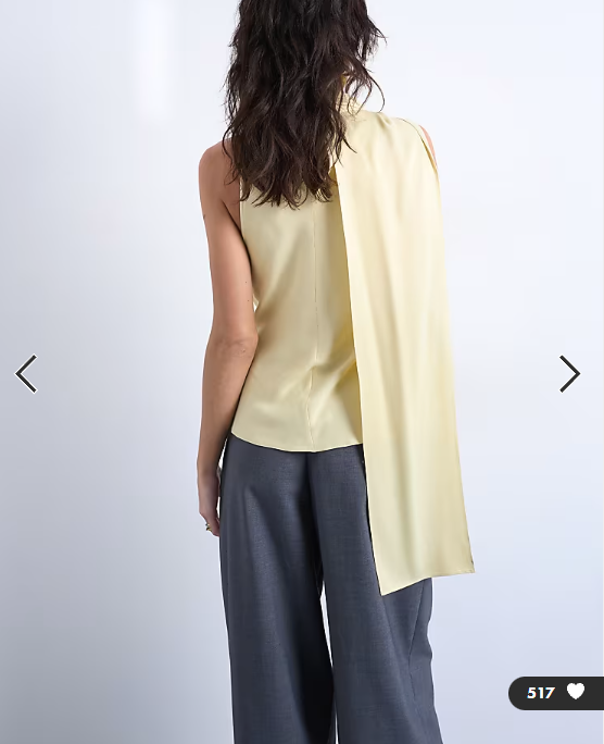 Topshop scarf detail satin top in buttermilk