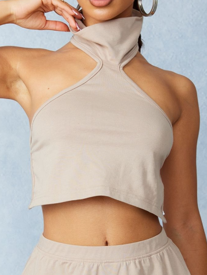 Petite Stone Halterneck Crop Top