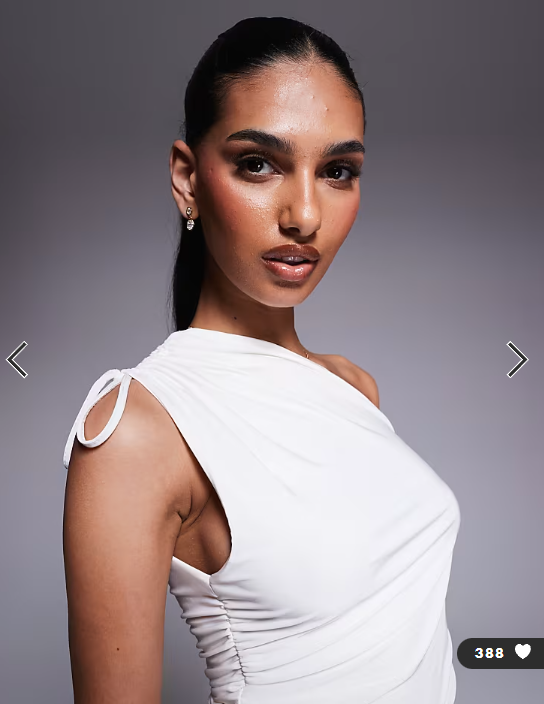 Kaiia exclusive double layered slinky tie one shoulder top in white