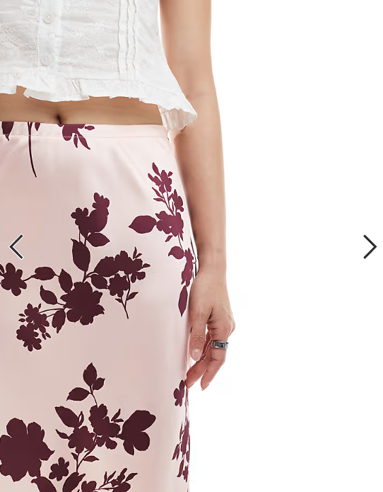 New Look floral satin midi skirt in pink