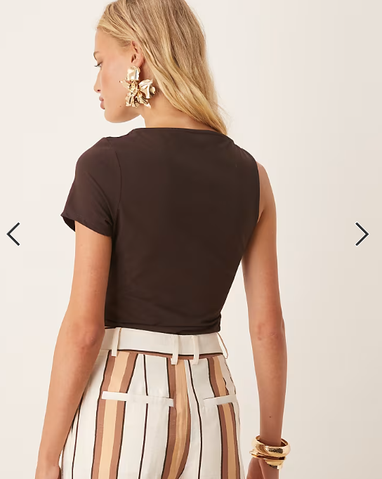 ASOS DESIGN clean hardware detail cut out bodysuit in chocolate